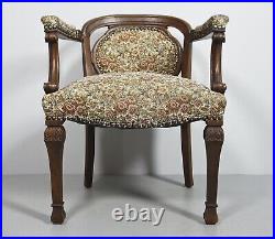 Art Nouveau Bergere Chair Oak Fabric Springs Armchair Upholstered Chair Z