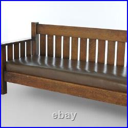 Arts & Crafts JM Young Mission Oak Slat-Back Settle with Cushion, C1910