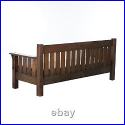 Arts & Crafts JM Young Mission Oak Slat-Back Settle with Cushion, C1910