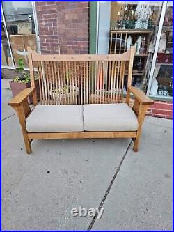 Arts & Crafts Mission Prairie Style quarter sawn oak settee love seat sofa
