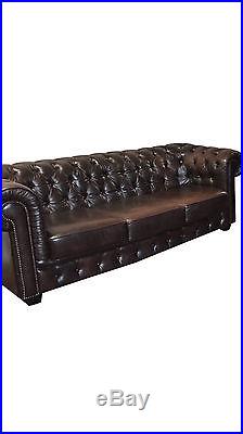 Attractive Leather English Chesterfield Salon Set, Tufted