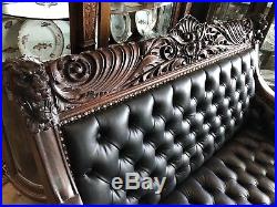 Awesome Carved Griffin Karpen Parlor Suite Rj Horner Mint Chesterfield Leather