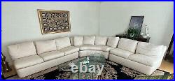 BAKER Mid 20th Century White Armless Three-Piece Sectional Slipper Sofa