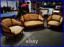 BEAUTIFUL antique 19th cent Victorian PARLOR SET / SETTEE / SOFA / 2 CHAIRS