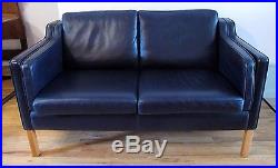 BORGE MOGENSEN STYLE LEATHER SOFA by STOUBY danish mid century love seat 2212