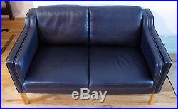 BORGE MOGENSEN STYLE LEATHER SOFA by STOUBY danish mid century love seat 2212