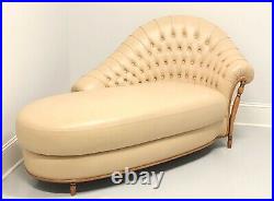 BORZALINO Italian Leather Regency Tufted Chaise Lounge