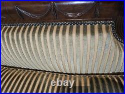Baker Duncan Phyfe Regency Style Mahogany Sofa Velvet Striped Fabric
