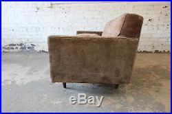 Baker Furniture Mid-Century Tufted Brown Velvet Sofa