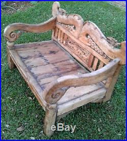 Bali Hand Carved Antique Solid Wood Bench Couch Settee Love Seat Make An Offer