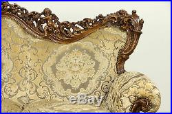 Baroque Style Italian Fruitwood Vintage Sofa, Carved Angels #31351