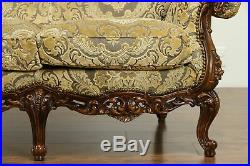 Baroque Style Italian Fruitwood Vintage Sofa, Carved Angels #31351