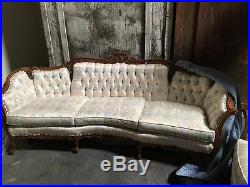 Beautiful Antique Carved Sofa Settee, Loveseat and Chair Furniture Set