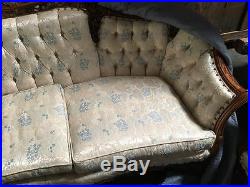 Beautiful Antique Carved Sofa Settee, Loveseat and Chair Furniture Set