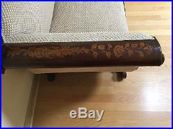 Beautiful Antique Classical Dutch Sofa With Marquetry Inlay and Velvet Fabric