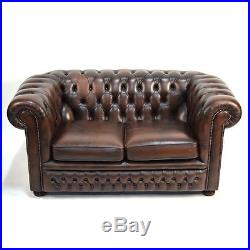 Beautiful English Leather Tufted Chesterfield Sofa Loveseat by Springvale