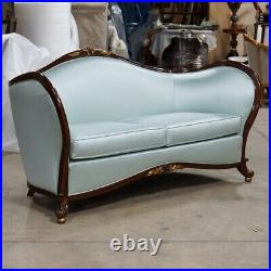 Beautiful French 2 seater Love seat made of solid mahogany with gold leaf accent