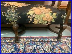 Beautiful High Back Love Seat with wooden legs