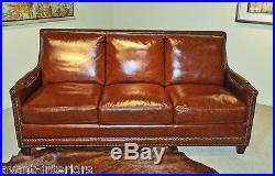 Beautiful NEW ART DECO Sofa antiqued Butterscotch GENUINE LEATHER Couch settee
