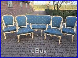 Beautiful Old Complete French Livingroom Set Sofa/settee /couch With 4 Chairs