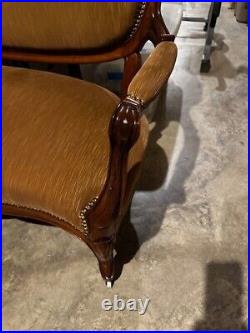 Beautiful Reproduction Louis XV Style Sofa Golden Brown Fabric