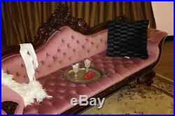 Beautiful Victorian Chaise Sofa Settee In Pink Velvet (poc)
