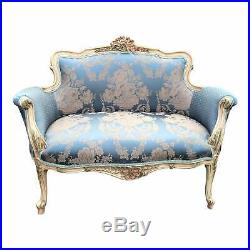 Beautiful contemporary Blue and White French Louis XVI Style Settee