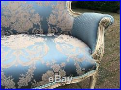 Beautiful contemporary Blue and White French Louis XVI Style Settee
