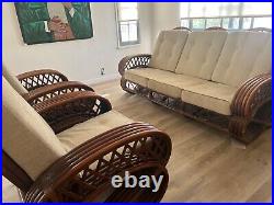 Beautiful vintage 5 strand rattan sofa set (sofa and two chairs)