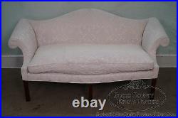 Bench Made Solid Mahogany Chippendale Style Camel Back Sofa