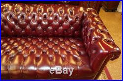 Best Baker Burgundy Oxblood English Tufted Chesterfield Leather Sofa Couch MINT
