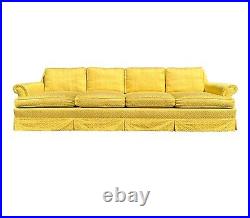 Bright Yellow Fretwork Silk Upholstery Sofa Hollywood Regency Grandmillenial