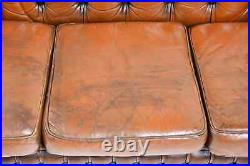 British Brown Leather Chesterfield Sofa