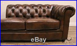Brown Leather Chesterfield Tufted Sectional Sofa by Abbyson Living