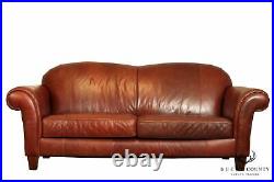 Broyhill Chestnut Brown Leather Sofa