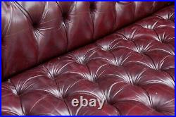 Burgundy Red Leather Chesterfield Sofa