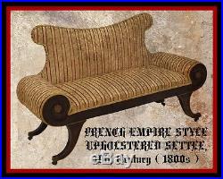 CHARMING FRENCH EMPIRE STYLE UPHOLSTERED SETTEE, 19th Century (1800s)