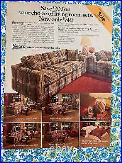 COUCH Sofa SEARS Vintage 1970's 1980's Vintage Retro Brown Orange Furniture