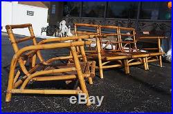 Calif-Asia Bamboo Rattan Sectional Patio Lounge Chair Sofa Milo Baughman Tiki