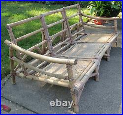 Calif-Asia Bamboo Rattan Sectional Patio Lounge Chair Sofa Milo Baughman Tiki