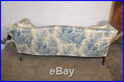 Camel Back Chippendale Style Blue And White Sofa
