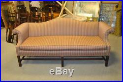 Camel Back Sofa Commercial Grade Salmon And Sage Fabric Walnut Frame 85