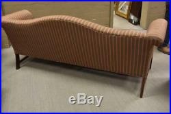 Camel Back Sofa Commercial Grade Salmon And Sage Fabric Walnut Frame 85