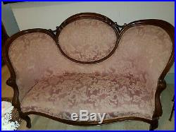 Cameo Back Pink Sofa antique Victorian settee