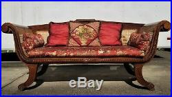 Carved Anglo Indian Settee Sofa Hand Cane Nice Upholstery Clean 20TH cENTURY