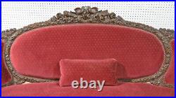 Carved Walnut French Rams Head Louis XVI Settee Canape Sofa Circa 1920