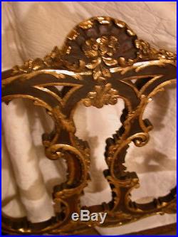 Carved, parcel-Gilt ROCOCO SETTEE 19th C. FIne & Unusual Piece! Sofa, chair