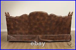 Century Furniture Spanish Revival Style Brown Leather Upholstered Sofa