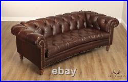 Century Furniture Tufted Brown Leather Chesterfield Style Sofa