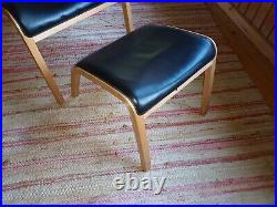 Chair & Ottomane Vintage Leather Black 70s Easy Chair Denmark 70er Danish 39